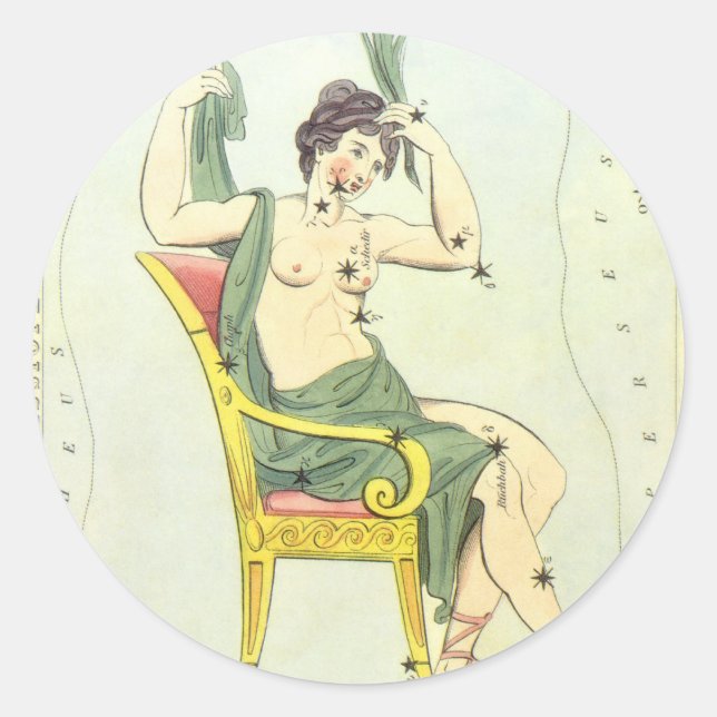 Adesivo Redondo Espelho de Urânia, Mapa Celeste de Astronomia Anti (Frente)