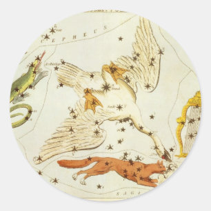 Adesivo Redondo Espelho de Urânia, Mapa Celeste de Astronomia Anti