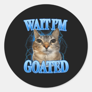 Adesivo Redondo Espera gato goated bobo meme de gato engraçado hom