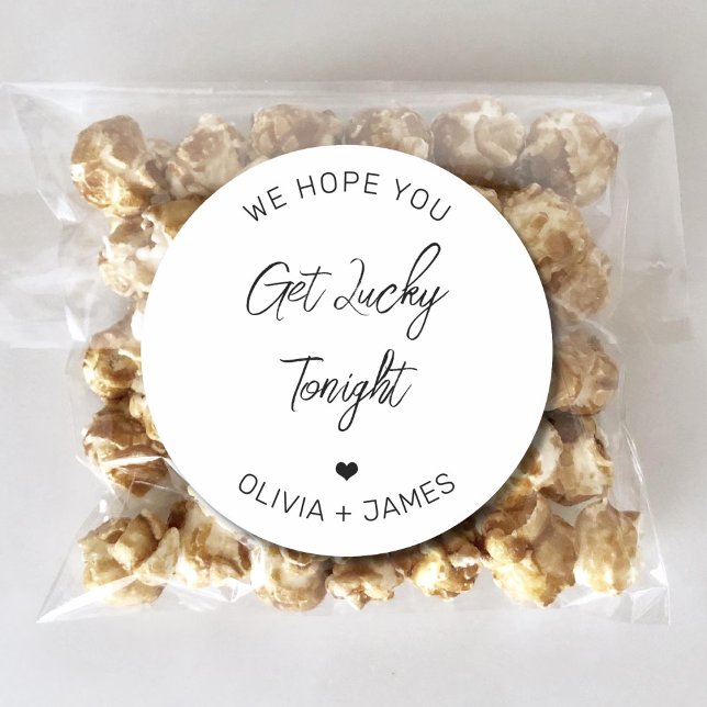 Adesivo Redondo Esperamos Que Tenha Sorte Hoje À Noite, Noivado De (Criador carregado)