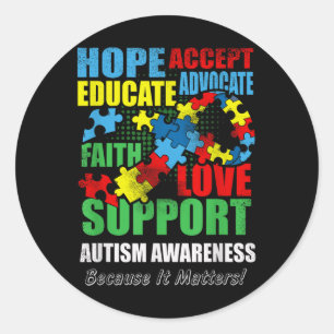 Adesivo Redondo Esperança amor Fé Autismo Sensibilização Mulheres