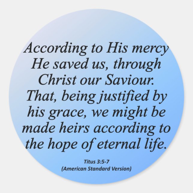 Adesivo Redondo Esperança da vida eterna Titus 3-4 (Frente)