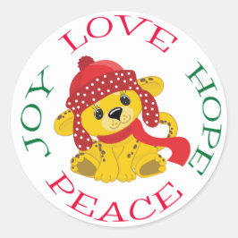 Adesivo Redondo Esperança de Natal do Cub Lion