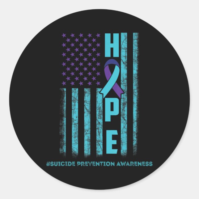 Adesivo Redondo Esperança dos Estados Unidos Sinalizadores Suicida (Frente)