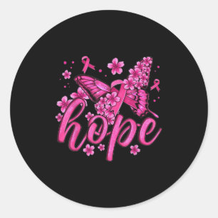 Adesivo Redondo Esperança Rosa Fita Borboleta Mama Sensibilização