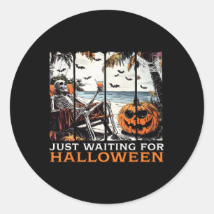 Adesivo Redondo Esperando pelo Halloween Skeleton Summer Halloween