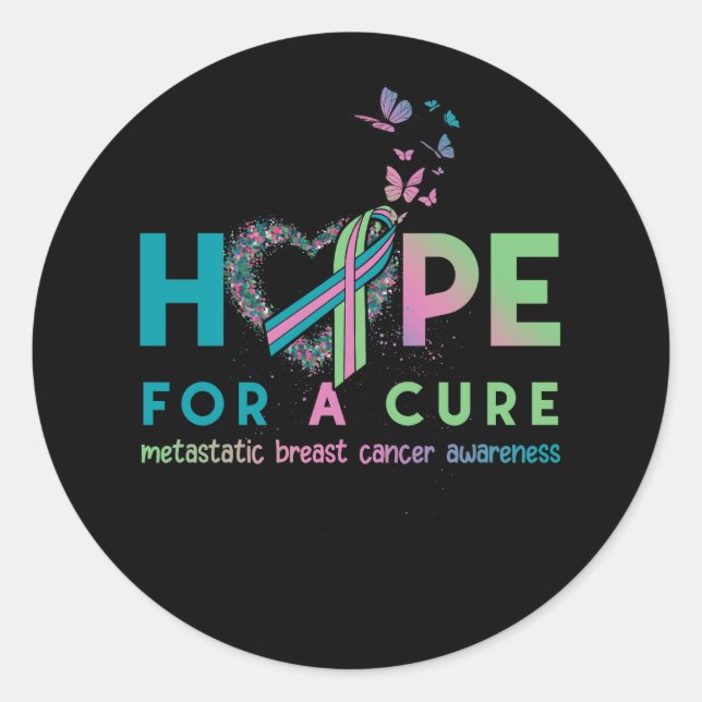Adesivo Redondo Esperar Cancer Metastático Da Mama Com Cor-De-Rosa (Frente)