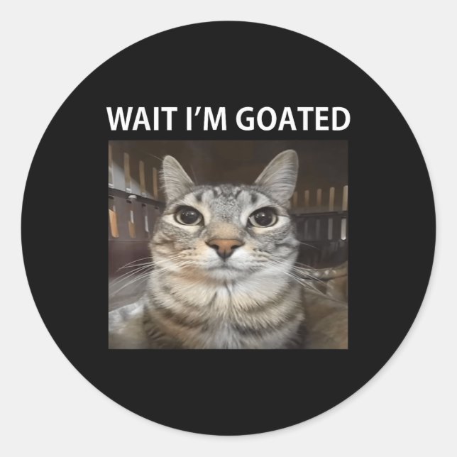 Adesivo Redondo Esperar Im Goated Bobo Cat Meme (Frente)