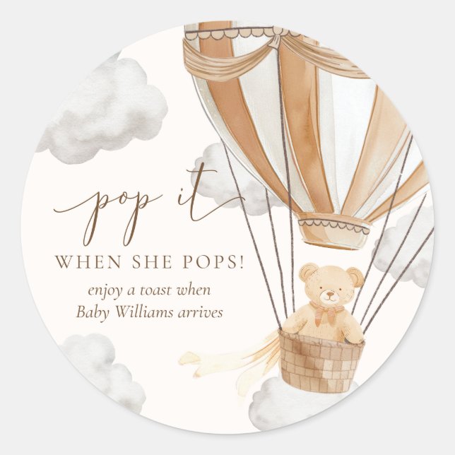 Adesivo Redondo Esperar Tan Teddy Bear Pop Quando Ela Pop (Frente)