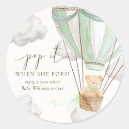 Adesivo Redondo Espere Um Urso De Teddy Que Faz Pop Quando Ela Pop