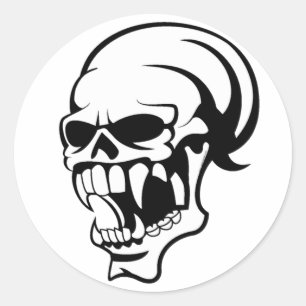 Adesivo Redondo Espetacular caveira B & W Impressão