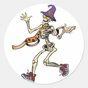 Adesivo Redondo Espetáculo de Skeleton Halloween Engraçados Espo