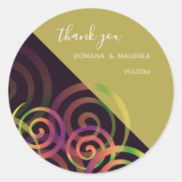 Adesivo Redondo Espirais Chic Rainbow Em Roxo E Mostarda