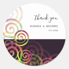 Adesivo Redondo Espirais Do Arco-Íris Em Profundo Roxo