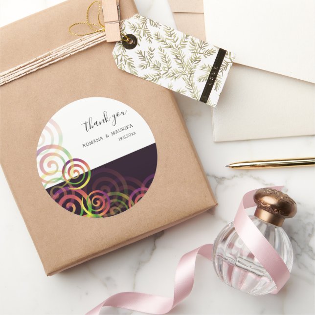 Adesivo Redondo Espirais Do Arco-Íris Em Profundo Roxo (Presentear)