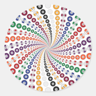 Adesivo Redondo Espiral de Bilhar / Piscinas: