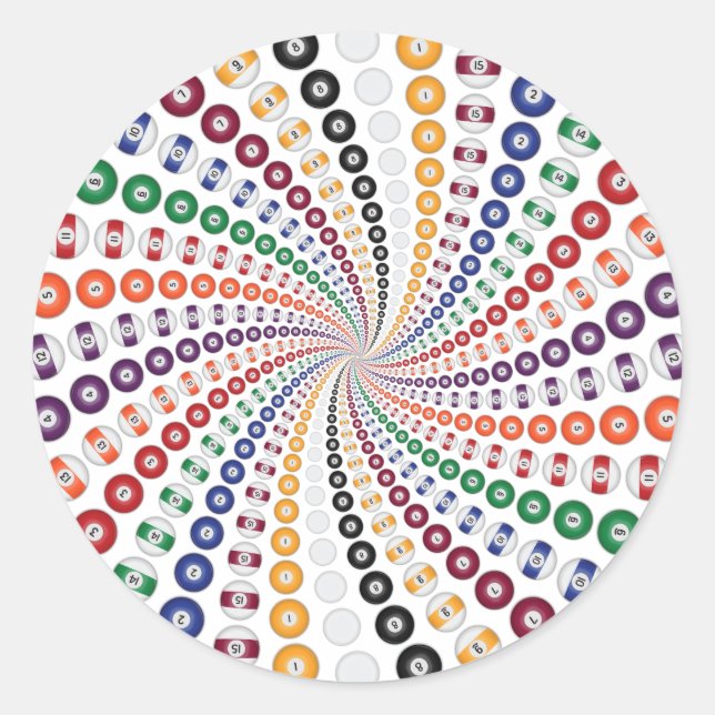 Adesivo Redondo Espiral de Bilhar / Piscinas: (Frente)