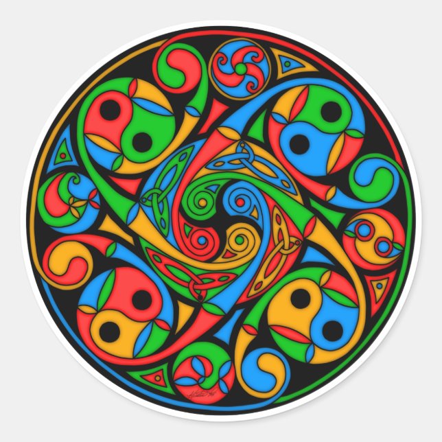 Adesivo Redondo Espiral De Vidro Céltico (Frente)