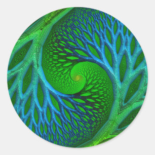 Adesivo Redondo Espiral Fractal da Árvore da Vida
