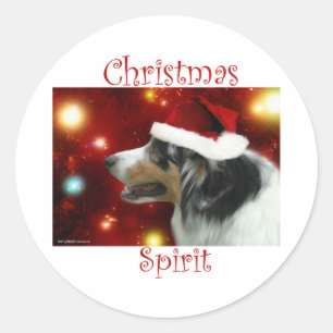Adesivo Redondo Espírito de Natal de Pastor Australiano - Sticker
