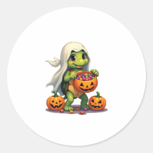 Adesivo Redondo Espírito de Tartaruga do Halloween com Doces (8)