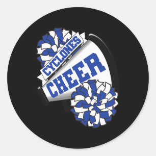 Adesivo Redondo Espírito de Torcida de Cheerleading Cyclones Cheer