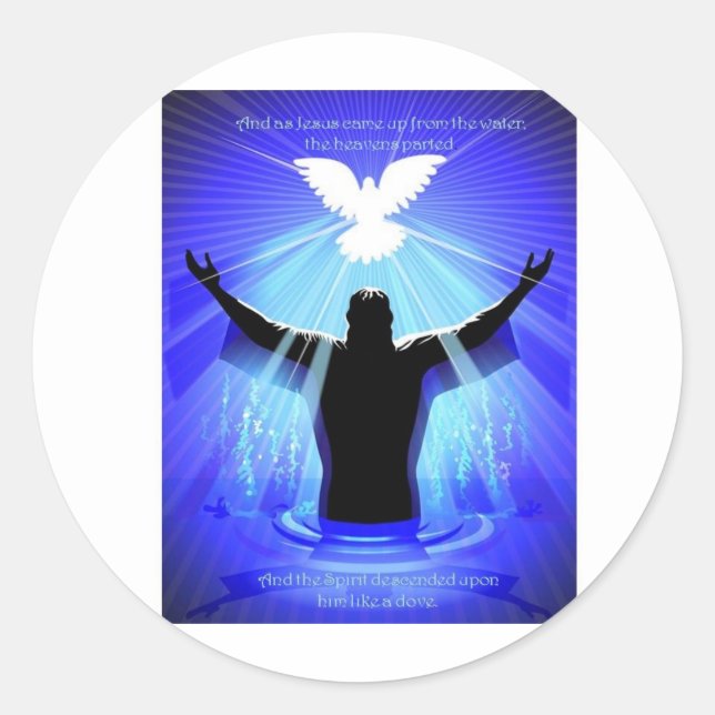 Adesivo Redondo Espírito descendo como uma pomba (Frente)