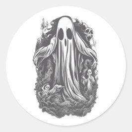 Adesivo Redondo Espírito do Dia das Bruxas 8, horrível, assustador