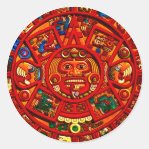 Adesivo Redondo Espírito do México e Peru, Design Maias Incas