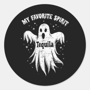 Adesivo Redondo Espírito Favorito Tequila Bebendo Fantasma Hallowe