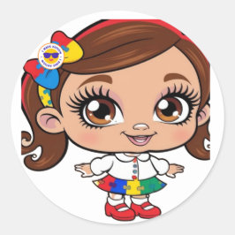 Adesivo Redondo "Espírito Radiante: Uma Menina Celebrando Autismo