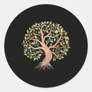 Adesivo Redondo Espiritualidade Árvore Da Vida Yoga Árvore Da Vida