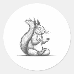 Adesivo Redondo Espiritualidade Esquilo Meditação Yoga Budista Zen