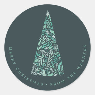 Adesivo Redondo Esplêndida Árvore Spruce Verde Natal/feriado