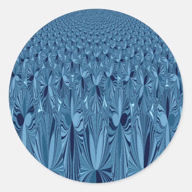 Adesivo Redondo Esplendor Celestial: Design de Rosa Azul Iridescen (Frente)