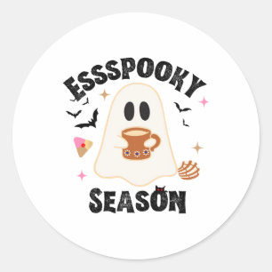 Adesivo Redondo Espooky Season Funny Ghost Groovy Retro Halloween