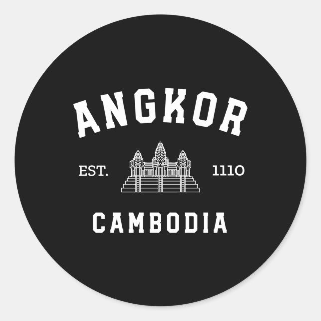 Adesivo Redondo Esportamento do Cambojano Khmer Angkor Wat (Frente)
