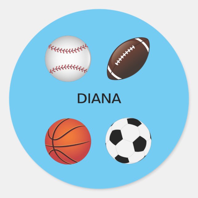 ADESIVO REDONDO "ESPORTE" VESTIDOS COM NOME FILHO. (Frente)