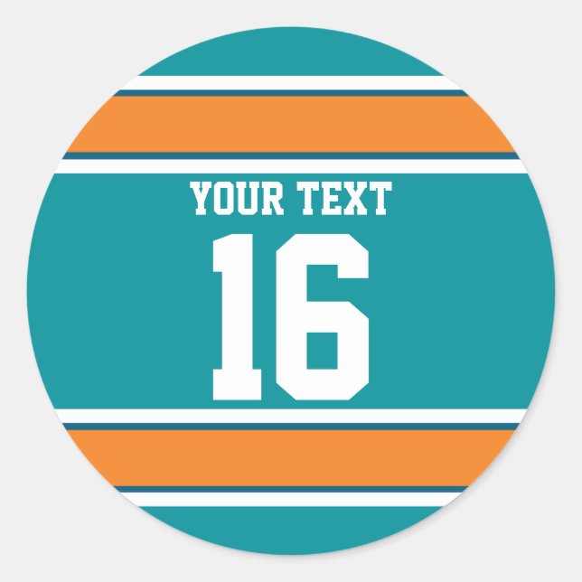 Adesivo Redondo Esportes Aqua Verdes e Laranja Personalizados (Frente)