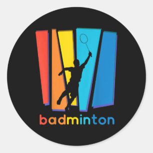 Adesivo Redondo Esportes Coloridos De Arte De Badminton Shuttle