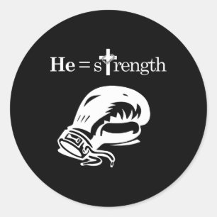 Adesivo Redondo Esportes Cristãos, Inspiração Citação Jesus Boxing