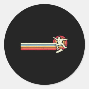 Adesivo Redondo Esportes de Ação de Skate Retro Longboard Antigo