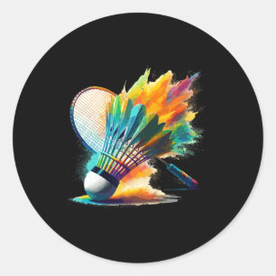 Adesivo Redondo Esportes De Arte Lixada Do Jogador De Badminton Sh