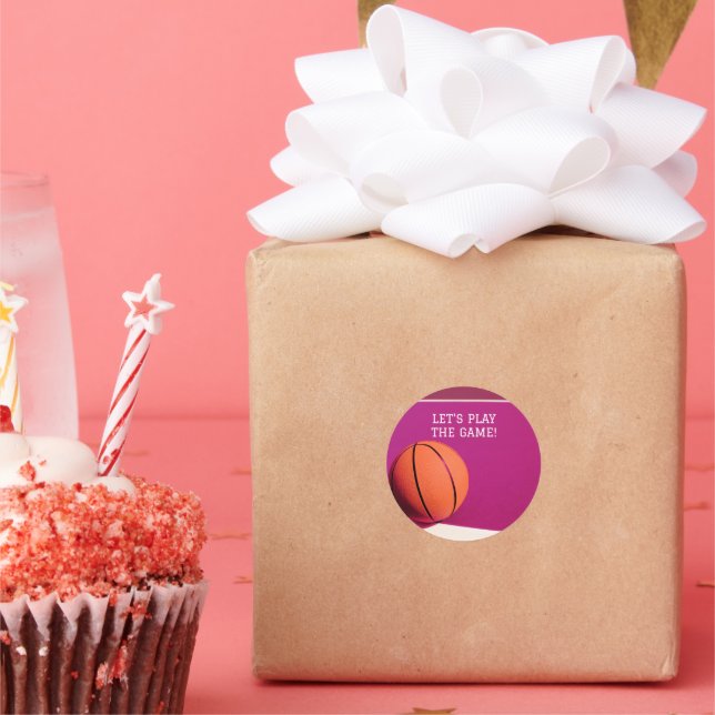 Adesivo Redondo Esportes de basquetebol cor-de-laranja (Festa)