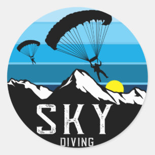 Adesivo Redondo Esportes de paraquedismo Extreme em Skydiving Clá