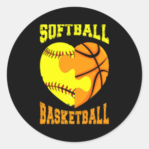 Adesivo Redondo Esportes de softball basquete atividade cardíaca h