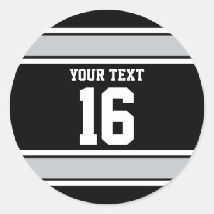 Adesivo Redondo Esportes Personalizados Black and Silver Stripes
