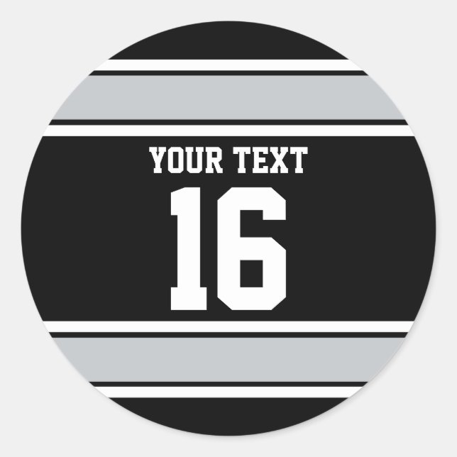 Adesivo Redondo Esportes Personalizados Black and Silver Stripes (Frente)