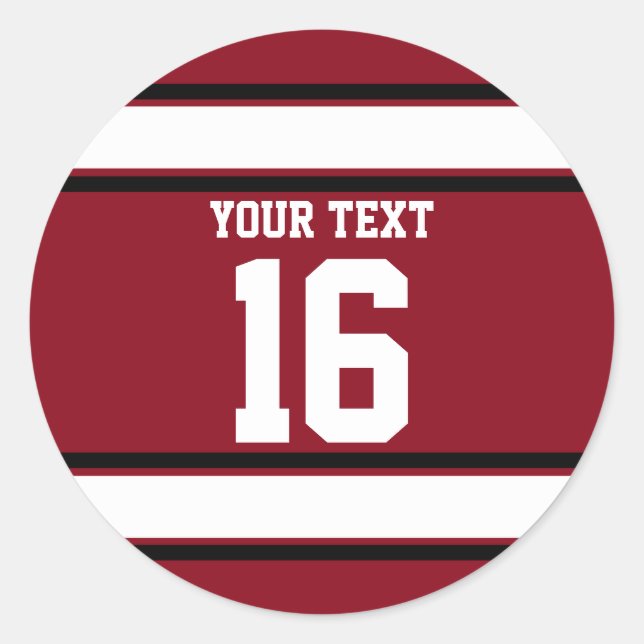 Adesivo Redondo Esportes Personalizados, Vermelho e Negro (Frente)