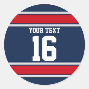 Adesivo Redondo Esportes Vermelhos e Prateados Personalizados